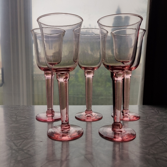 5  🩷 Pink hand blown glass 🍷 Wine or water Goblets | 8 oz Mexico / Spain style - Picture 2 of 14